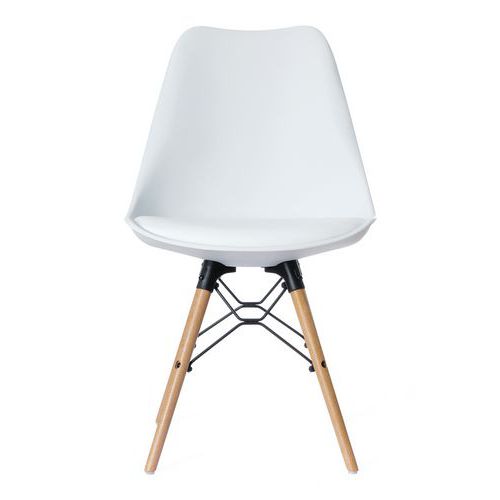 Chaise Eiffel Pied Hêtre Assise Blanche