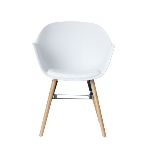 Fauteuil Woody Pied Hêtre Assise Blanche