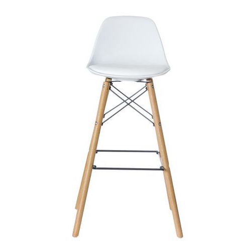 Tabouret Ulrike Pied Hêtre Assise Blanche