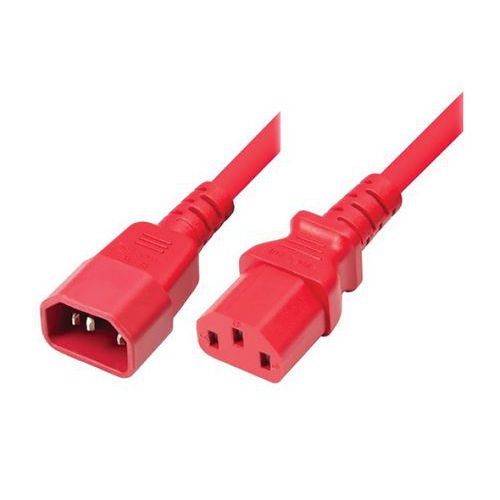 Rallonge Secteur Tripolaire Rouge 18m Iec C14 Vers Iec C14
