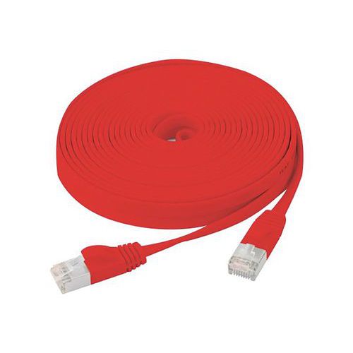 Cordon Patch Blindé Rj45 Plat Rouge 20m Cat 6 U/ftp Sng