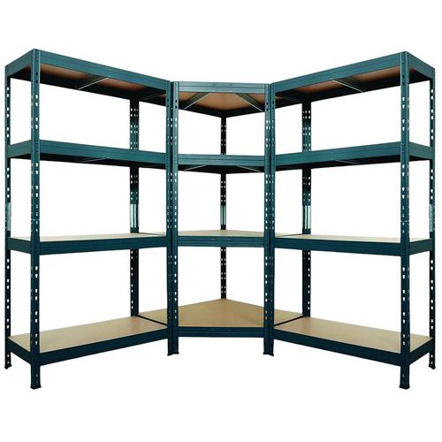 Manutan Expert - Kit Rayonnage d'Angle + 2 Légers - 5 Tablettes 250kg/tablette - 3900mm Largeur - Acier Anthracite