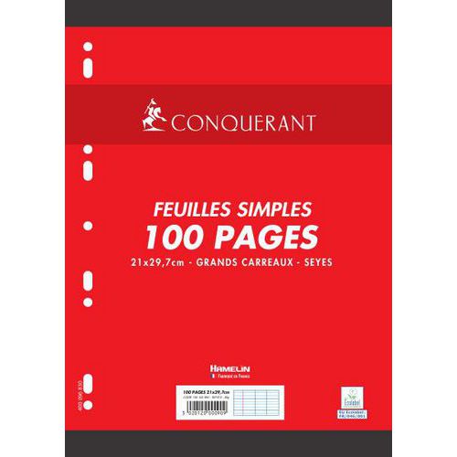 Feuillet recharge classeurs 100 pages A4 seyes 80g - Blanc (Etui de 50) thumbnail image 1
