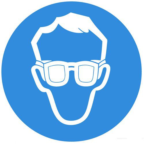Systemtext - Panneau Obligation Lunettes Protection - Vinyle Adhésif 80x80mm - Norme ISO 7010