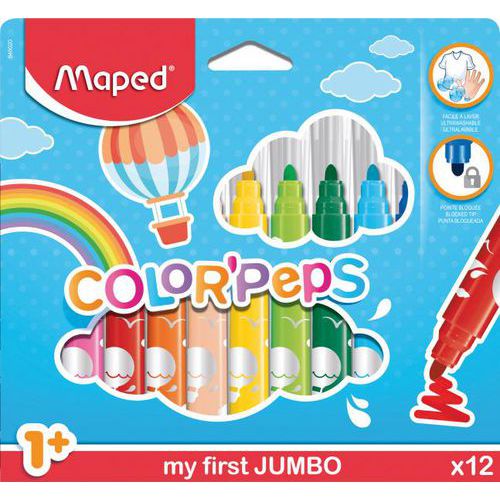 Pochette de 12 feutres Maxi School peps pointe 5.9 mm couleurs assorties thumbnail image 1