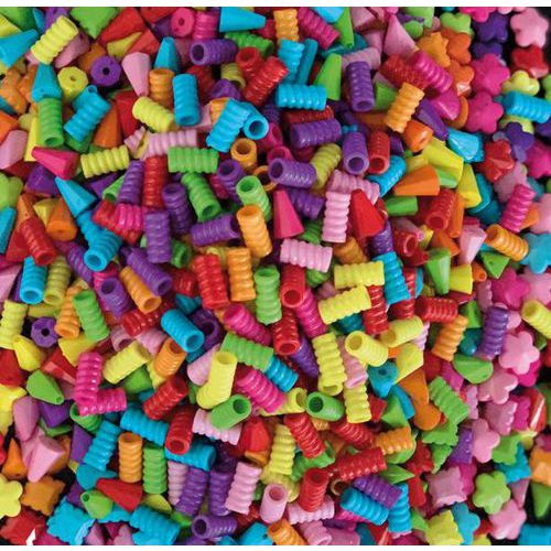 Seau 600 perles plastique tubes striés couleurs assorties thumbnail image 1