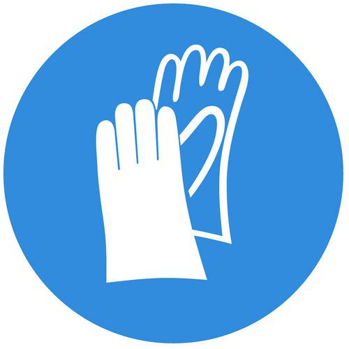 Systemtext - Panneau Obligation Porter Gants Protection - Vinyle Adhésif 80mm Carré - Norme ISO 7010