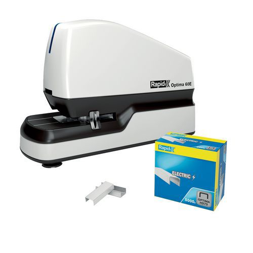 Rapid - Agrafeuse Électrique Optima 60E Blanc - 60 Feuilles - Chargeur 210 Agrafe - Bureau