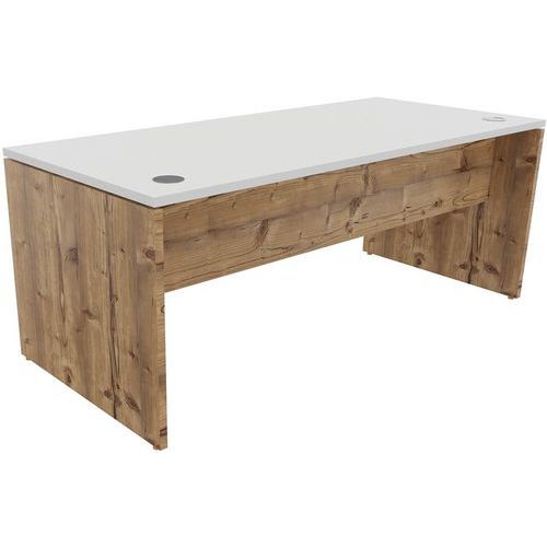 Bureau Individuel Pied Pan 180x80cm Blanc Timber Retro Roots