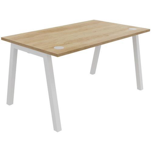 Bureau Individuel 140x80cm Chêne Nebraska Blanc Partage