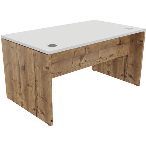 Bureau Individuel Pied Pan 140x80cm Blanc Timber Retro Roots