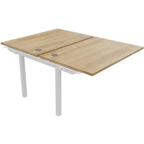 Buronomic - Banc 2 postes Partage 120x163cm Chêne Nebraska Blanc - Bureau droit face à face - Éco-responsable