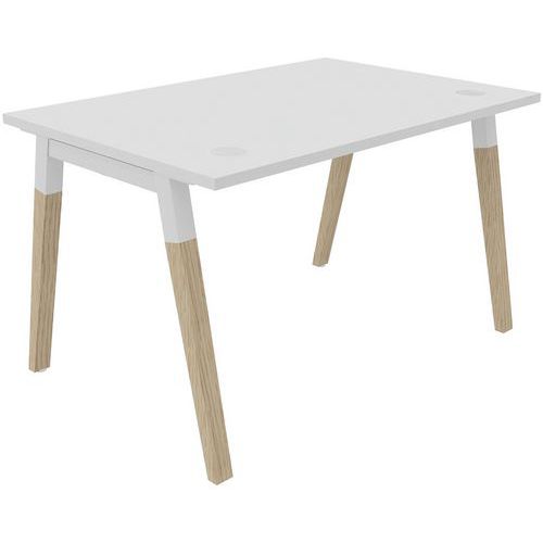 Bureau Individuel 120x80cm Blanc Blanc/bois Massif Dialogue
