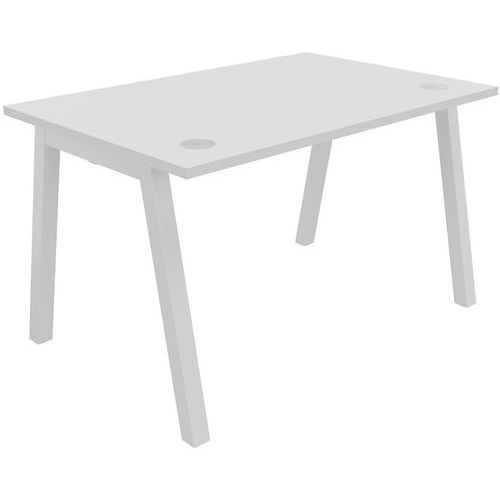 Buronomic - Bureau individuel Partage 120x80cm Blanc - Piétement Métal En V - Charge 100kg - Éco-responsable