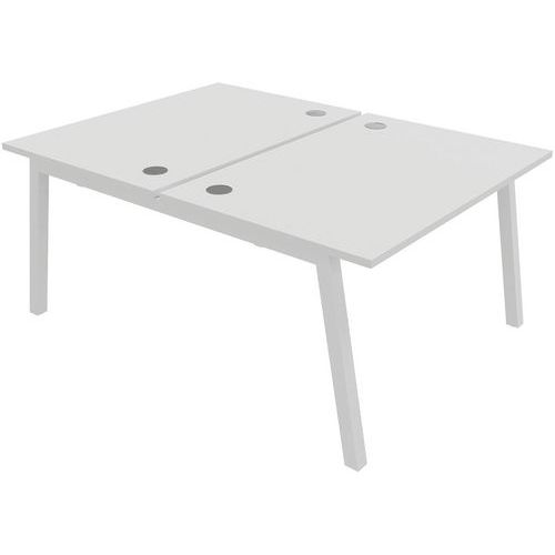 Buronomic - Banc 2 postes Partage 120x163cm Blanc - Bureau droit face à face - Éco-responsable