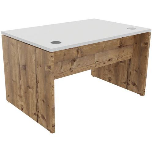 Bureau Individuel Pied Pan 120x80cm Blanc Timber Retro Roots