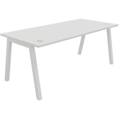 Bureau Individuel 180x80cm Blanc Blanc Partage