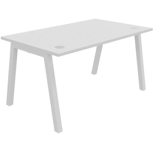 Bureau Individuel 140x80cm Blanc Blanc Partage