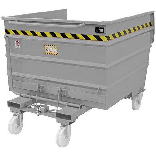 Justrite - Benne basculante - Gris - 1320 L - Mobile - Gestion des déchets