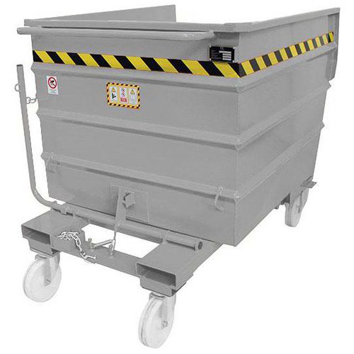 Justrite - Benne Basculante - 1070 L Gris - Mobile - Gestion des Déchets