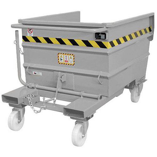 Justrite - Benne basculante mobile - Gris - 490 L - 1350x920x910 mm - Gestion des déchets