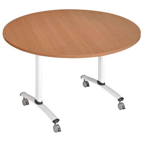 Table Pliante Axe Ronde Ã˜ 120cm 9146 Hêtre/blanc