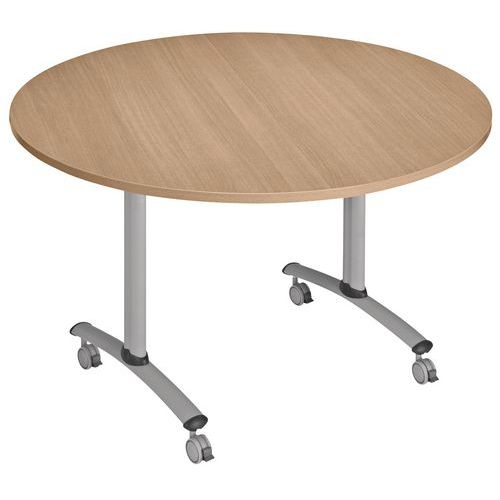 Table Pliante Axe Stratifiée Ronde Ã˜ 120cm Hêtre/alu