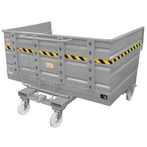 Justrite - Benne basculante mobile - Gris - 2040 L - 1550x1950x1212 mm - Gestion des déchets