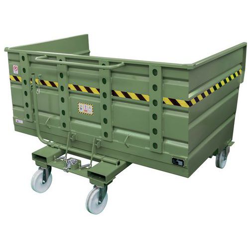 Justrite - Benne basculante pour déchets - 2040 L - Mobile - Vert - Gestion des déchets