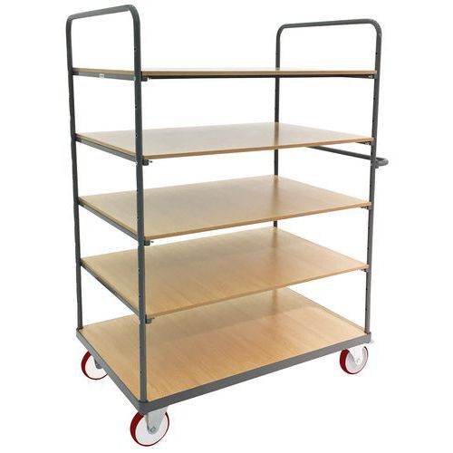 Chariot 5 Plateaux Bois 1200x800 Mm - 500 Kg - Roues Pu