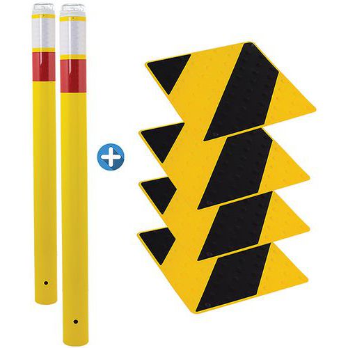 Kit Piétons - Poteaux Lumineux Jaunes Et Dalles Noir/jaune