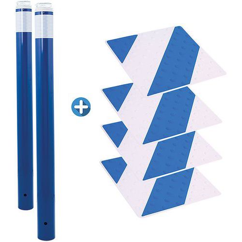 Kit Piétons - Poteaux Lumineux Bleus Et Dalles Bleu/blanc