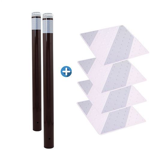 Kit Piétons - Poteaux Lumineux Marrons Et Dalles Gris/blanc