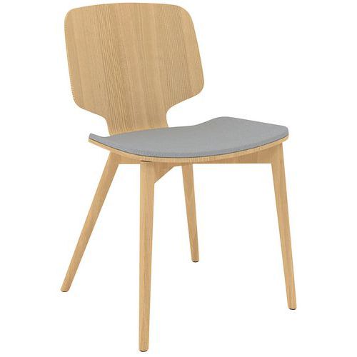 Chaise Code Pieds Bois Naturel Frêne/assise Grise