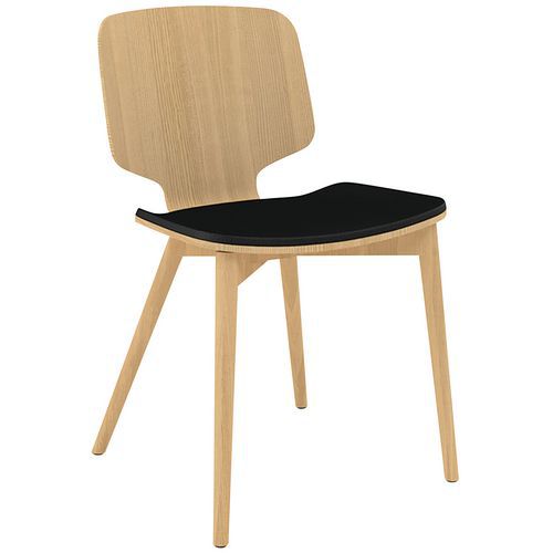 Chaise Code Pieds Bois Naturel Frêne/assise Noire