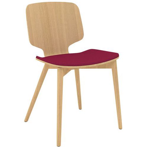 Chaise Code Pieds Bois Naturel Frêne/assise Fuschia