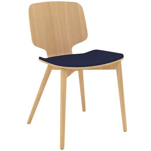 Chaise Code Pieds Bois Naturel Frêne/assise Bleue