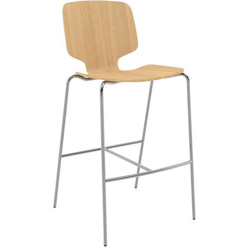 Tabouret Code Pieds Chromé/assise Frêne