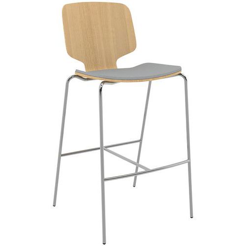 Tabouret Code Pieds Chromé/assise Grise