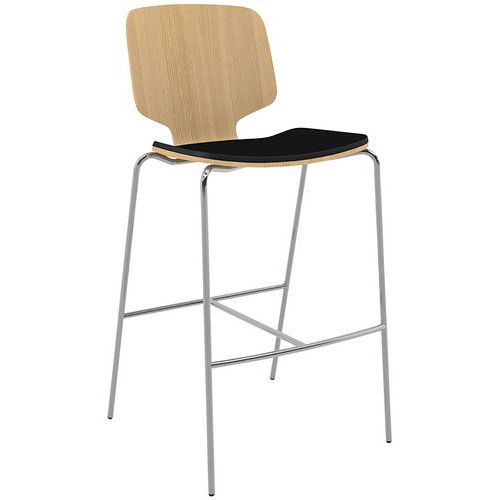 Tabouret Code Pieds Chromé/assise Noire
