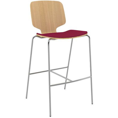 Tabouret Code Pieds Chromé/assise Fuschia