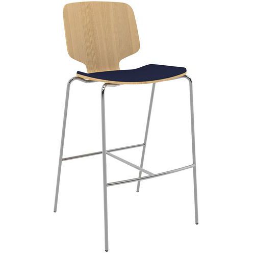 Tabouret Code Pieds Chromé/assise Bleue