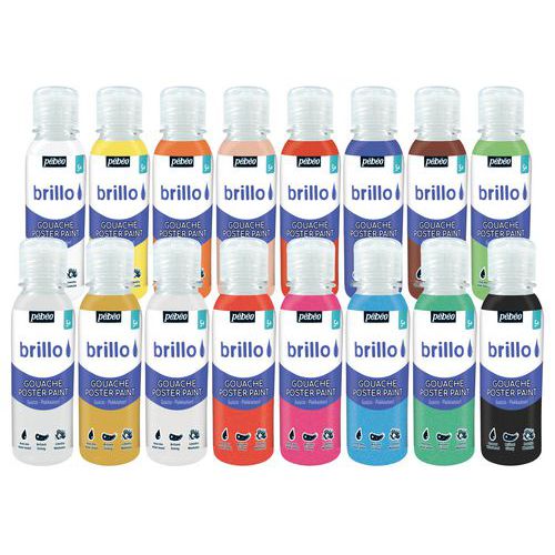 Assortiment de 16 flacons de 150 ml de gouache brillo pebeo couleurs assorties thumbnail image 1