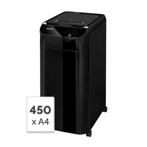 Fellowes - Destructeur de documents AutoMax 450C coupe croisée P4 - 68L - Bureau partagé (6-9 pers) - Destruction intensive