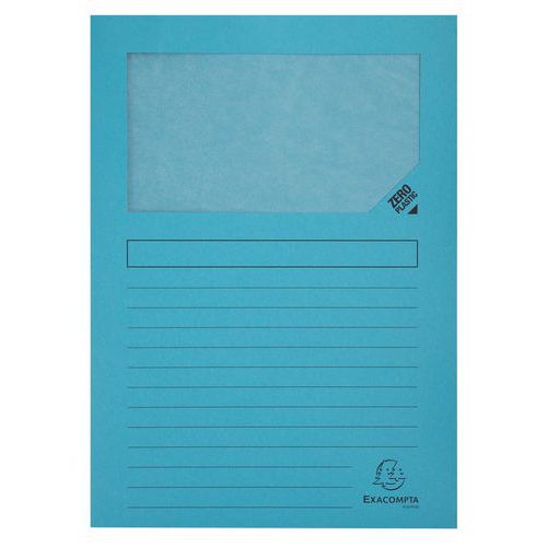 Pochette coin en carte à fenêtre 22x31 cm (Paquet de 100) - Bleu thumbnail image 1
