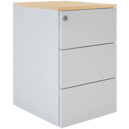 Caisson 3 Tiroirs P.60cm L.432cm H.73cm Alu/chêne Clair