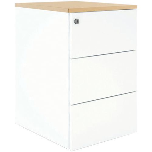 Caisson 3 Tiroirs P.60cm L.432cm H.73cm Blanc/chêne Clair