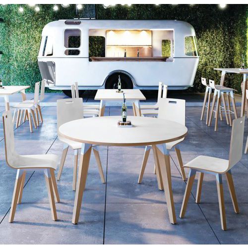 Table En Plateau Stratifié Diam.120 Cm H735cm Blanc/blanc