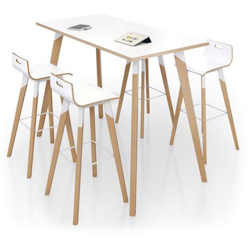 Table Haute à Plateau Stratifié 160x80 H110 Cm Blanc