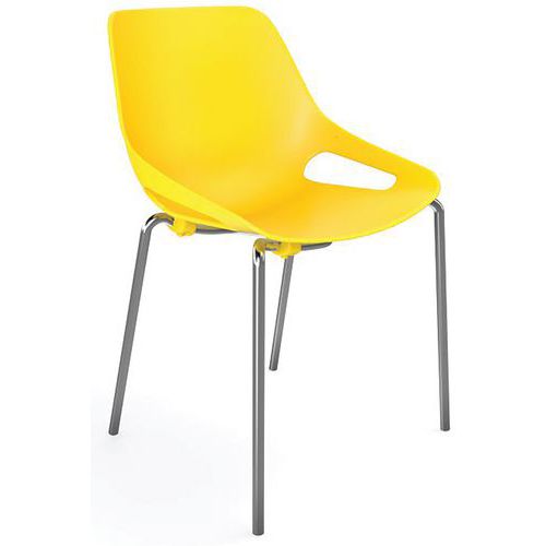 Chaise 4 Pieds Chromés Avec Assise Polypropylène Jaune